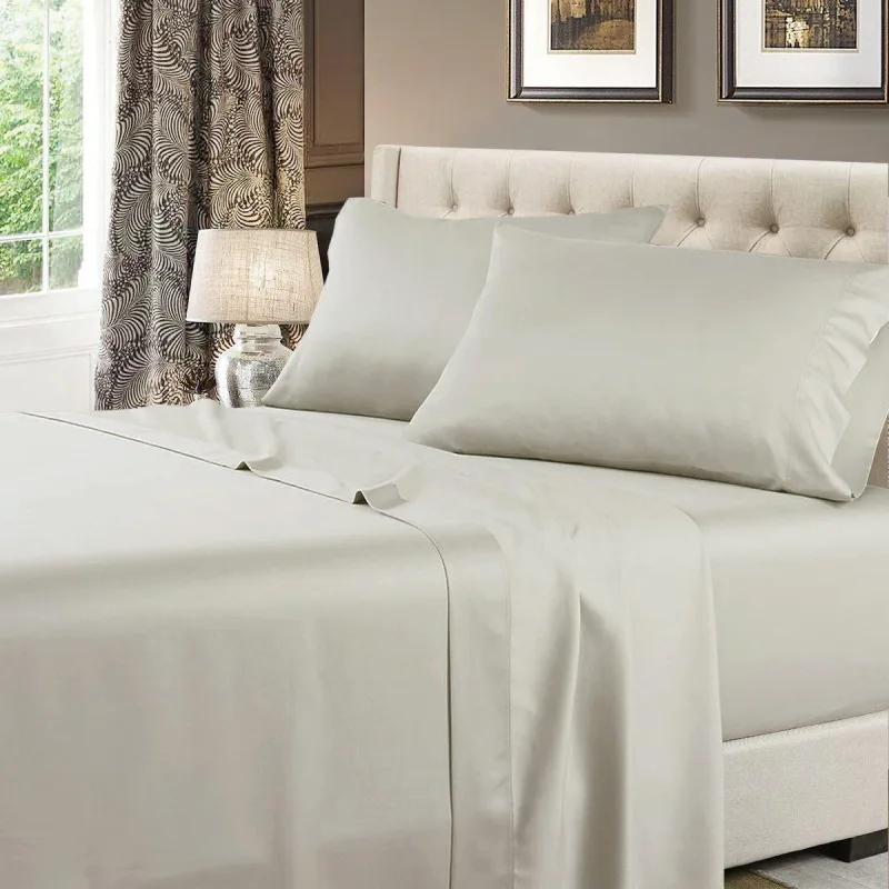 Luxury Split King Adjustable Bed Sheets 100% Cotton 600 Thread Count Solid