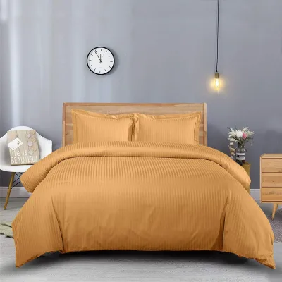 600 Thread Count 100% Cotton Sateen Striped Duvet Cover Set