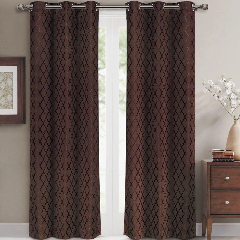 Willow Geometrisch Jacquard Thermo-Verdunkelungsvorhänge (2er-Set)