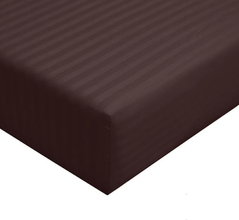 Twin Xl 100% Cotton Fitted Sheet 300 Thread Count Damask Striped ( Fitted Sheet Only)