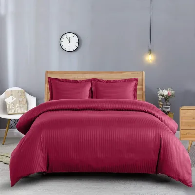 600 Thread Count 100% Cotton Sateen Striped Duvet Cover Set