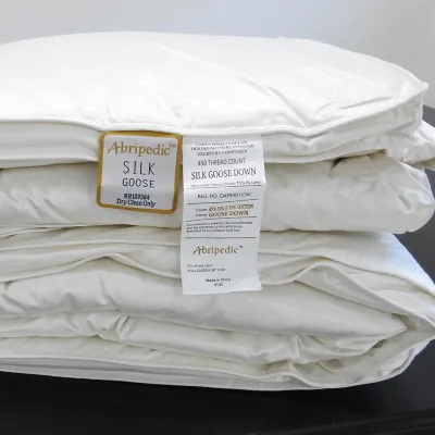 Silk Goose Down Filled Comforter Warm Baffle Box Winter Goose Fill