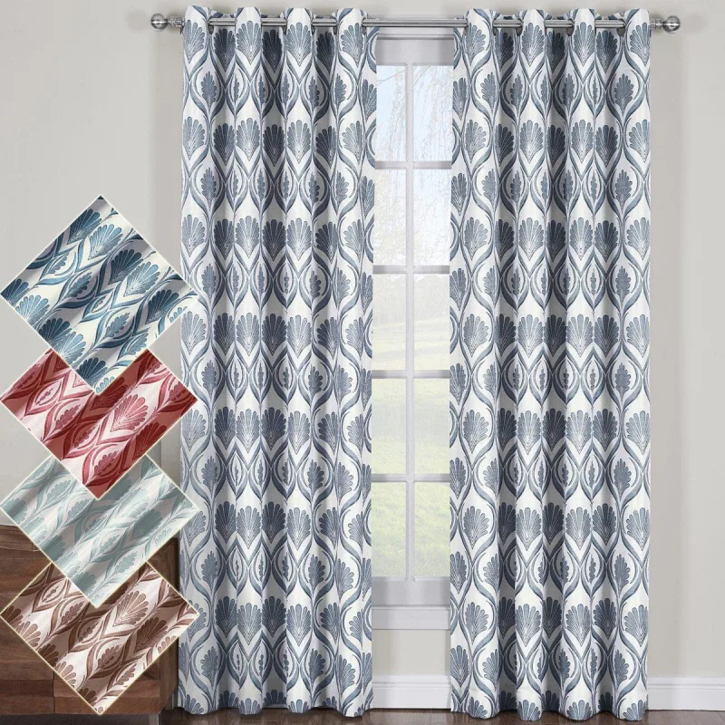 Rideaux Modern Jacqueline Jacquard à œillets (lot de 2 panneaux)