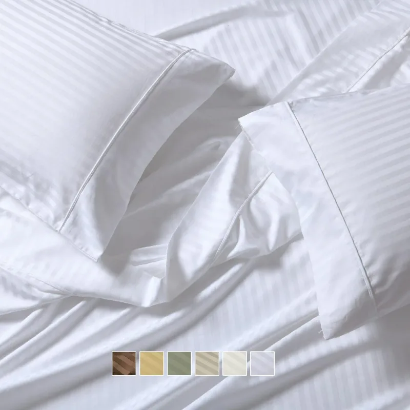 Wrinkle-Free Striped 650 Cotton Un-attached CalKing & Queen Waterbed Sheet sets