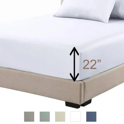 Percale Fitted Sheet Extra Deep Pockets 22 Inches (Fitted Sheet Only)